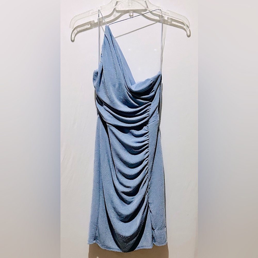 Next/ Up Elegant Blue Sparkle Draped Women's Dress - Size 11/12